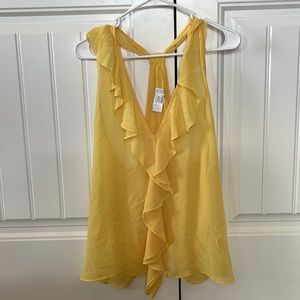 Bisou Bisou Open back ruffed sheer top Size M